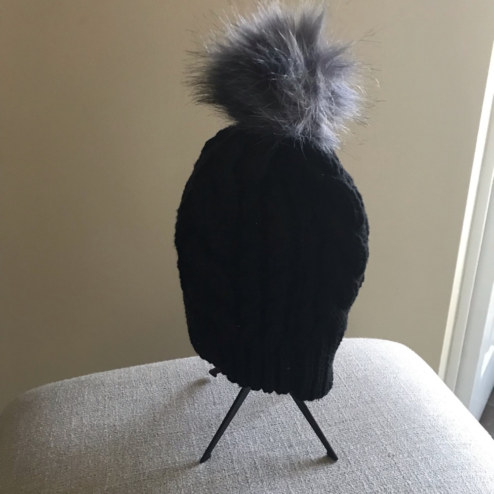 #Shop Sale! BLACK KNIT HAT w/GREY POM POM BEANIE